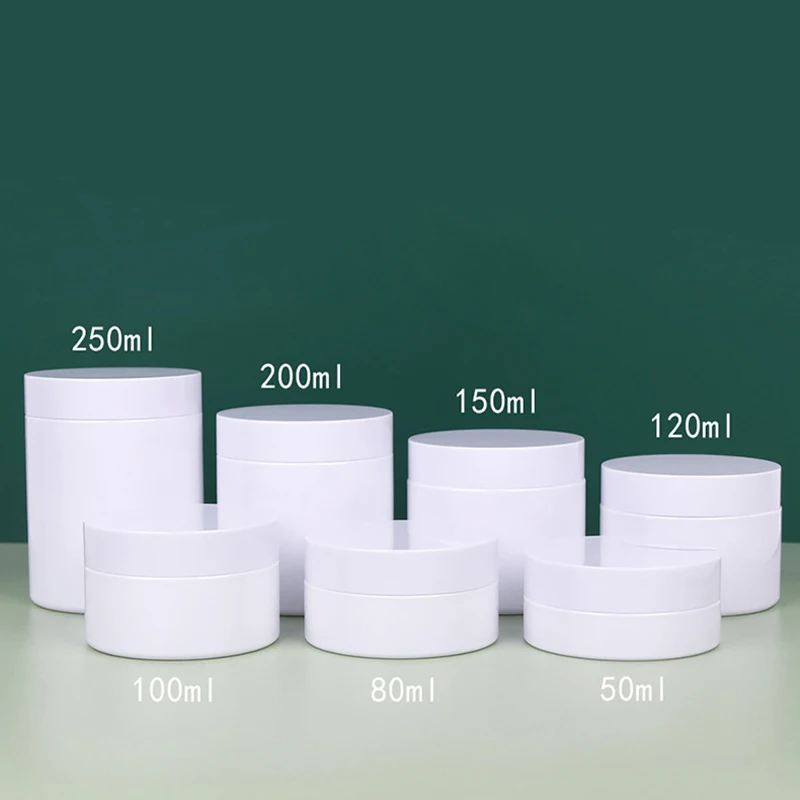 Wholesale 50/80/100/120/150/200/250 ml Empty White Plastic Cosmetic Jar For Cream Cosmetic Packaging Containers