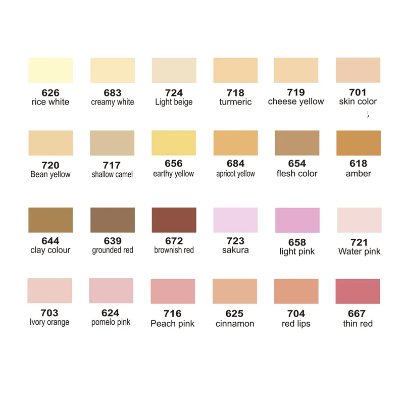 Guangna Brand Skin Tone Acrylic Paint Marker Water Based Ink 24 Colors Acrylic Brush Marker Pens