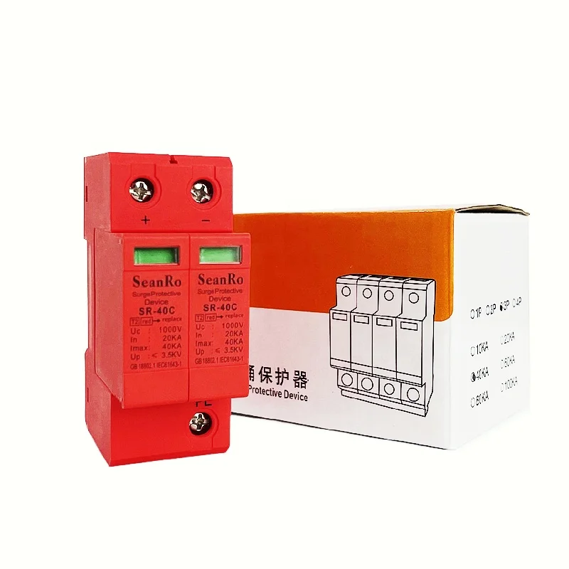 SeanRo Solar PV 1000V 20-40KA Single Phase Power Surge Protective Device Dc Spd Voltage Protector