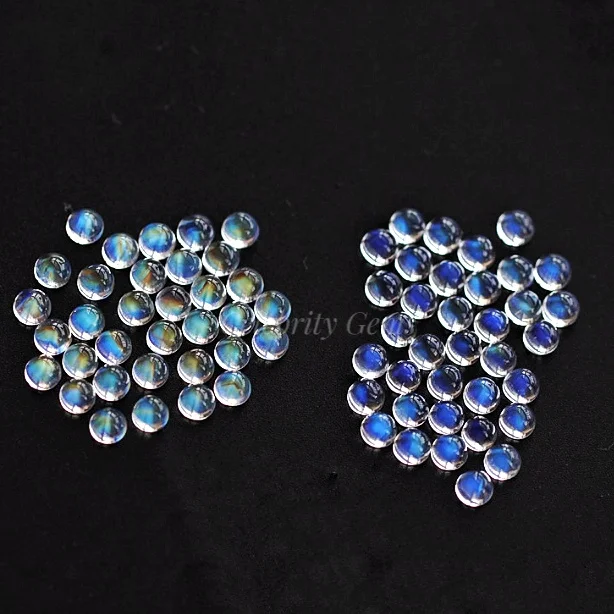 wholesale synthetic blue glass stone round faceted cut loose moonstone