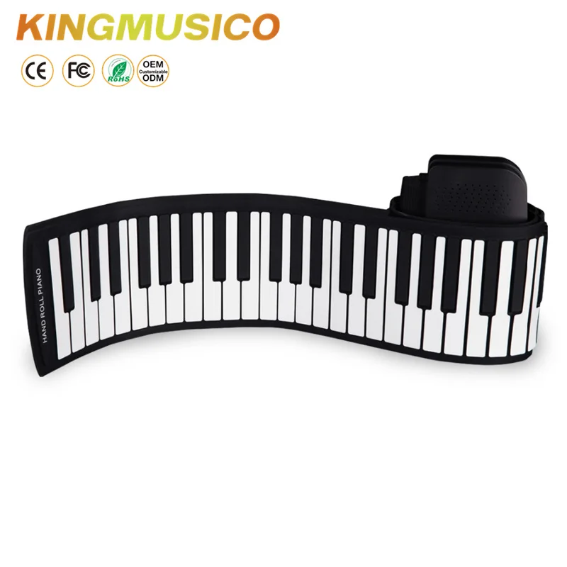 2024 white and black Portable Roll Up 88 Keys Piano Keyboard silicone Digital Electric Hand Roll Piano Keyboard