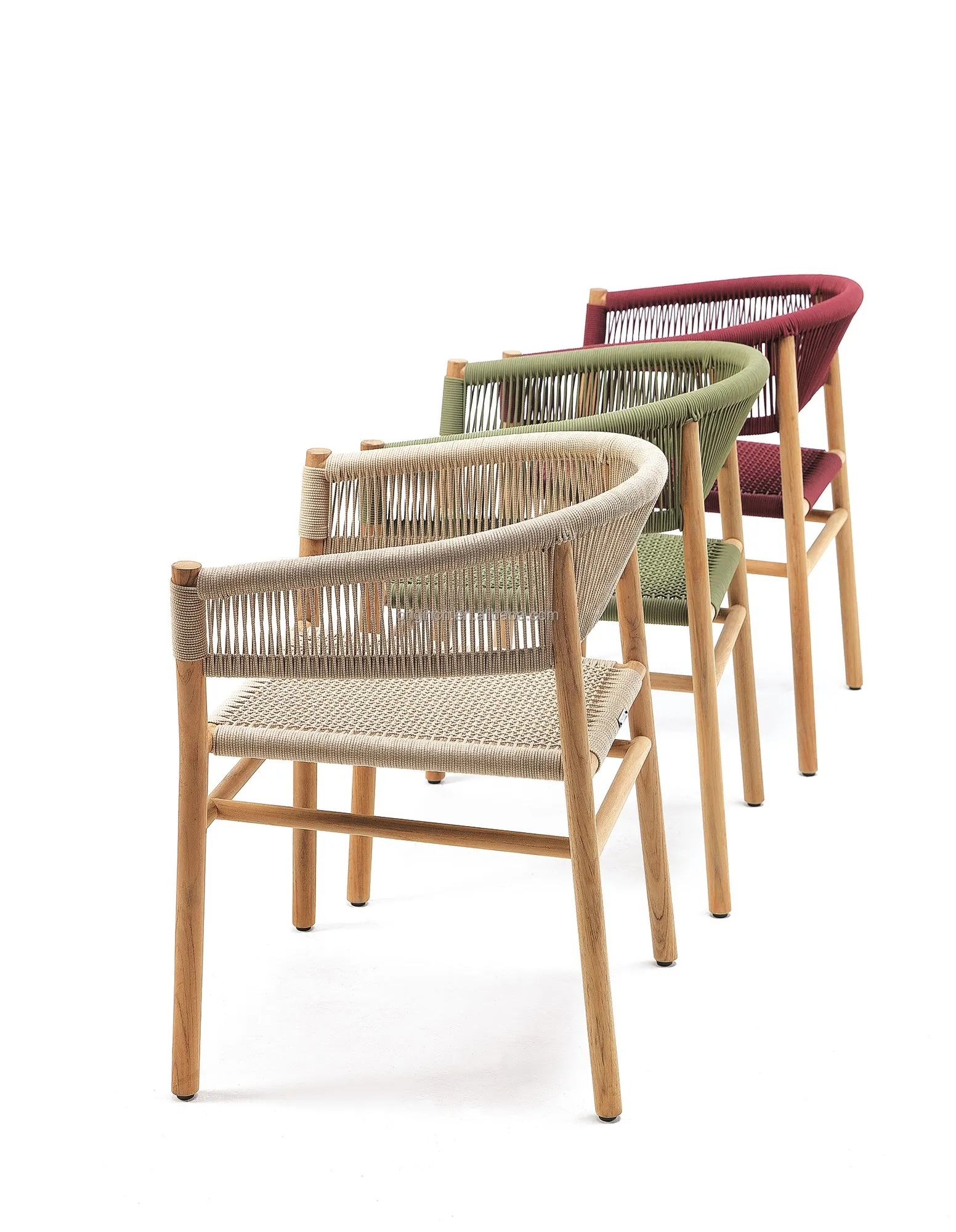 Teak and rope mixing style restaurant outdoor furniture garden wooden dining