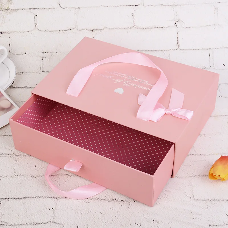 Universal Packaging Drawer Tote Bag Candy Box Pink Wedding Candy pink packaging box