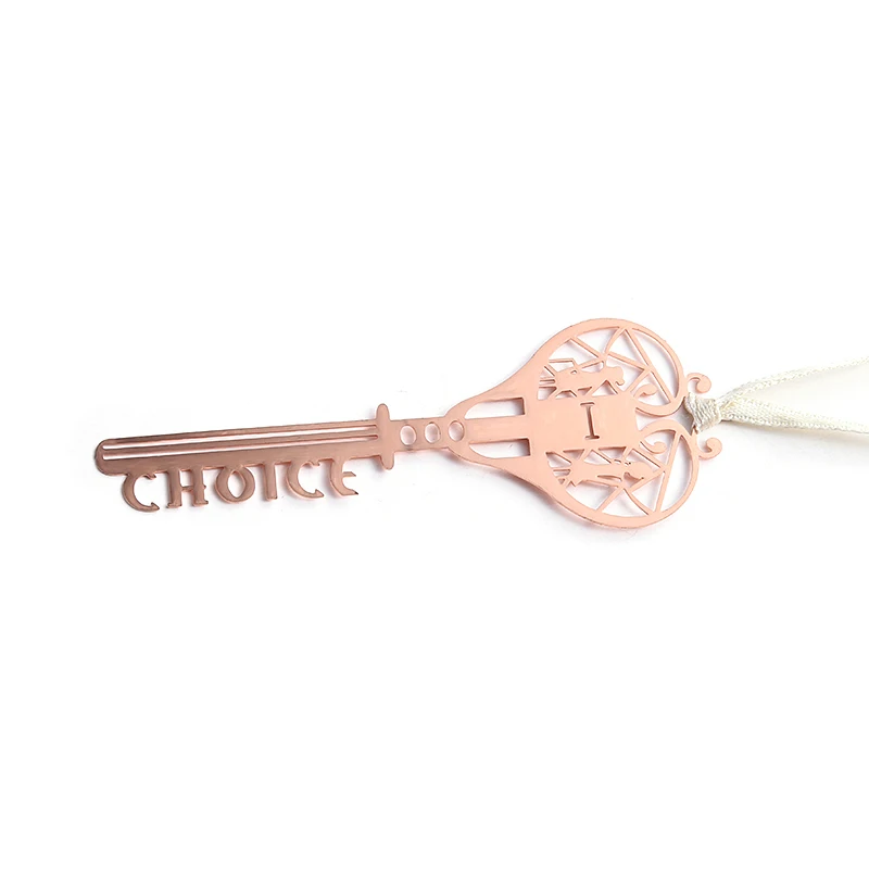 Creative Fancy Design High Quality Custom Gift Hollow Key Shape Rose Gold Metal Bookmark