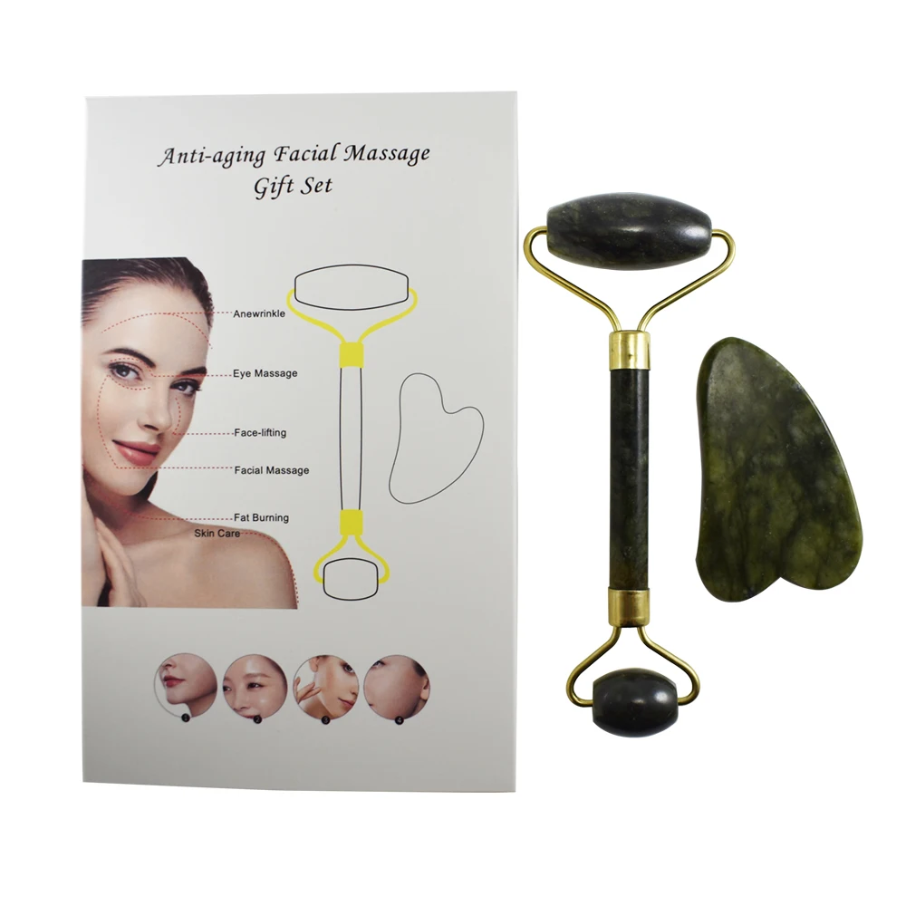 Wholesale retail anti-aging Relax facial Crystal Massage green jade roller