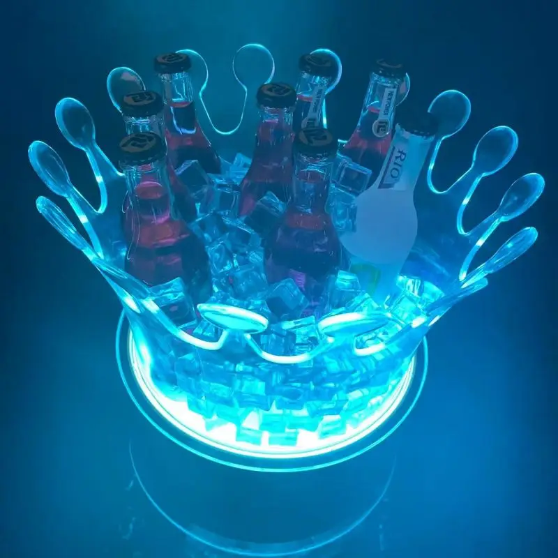 Beer Large Ice Bucket Champagne LED Plastic Luxury Big Crown Shape 12L PC Party Transparent Buckets, Coolers & Holders 50pcs