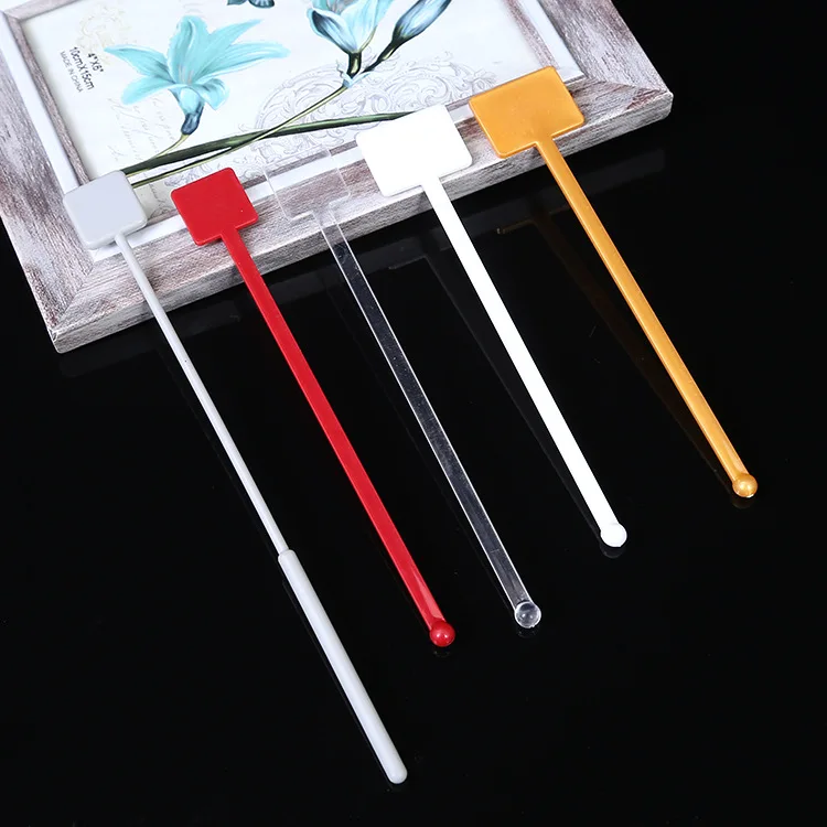 Wedding Custom Black Plastic Swizzle Stir Stick Sticks, Bar Cocktail Tea Coffee Personalized Drink Stirrer with Customized Logo