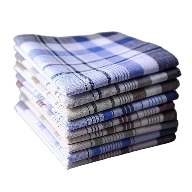 Wholesale  Panuelo De Hombre 100% Cotton 38x38cm Square Hankies Assorted Color Soft Comfortable Yarn Dyed Handkerchiefs for Men