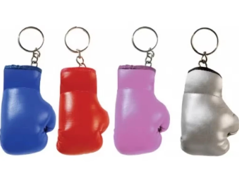 Promotional  Custom Color Pu Leather Key Rings Mini Boxing Glove Circle Shaped  Key chain