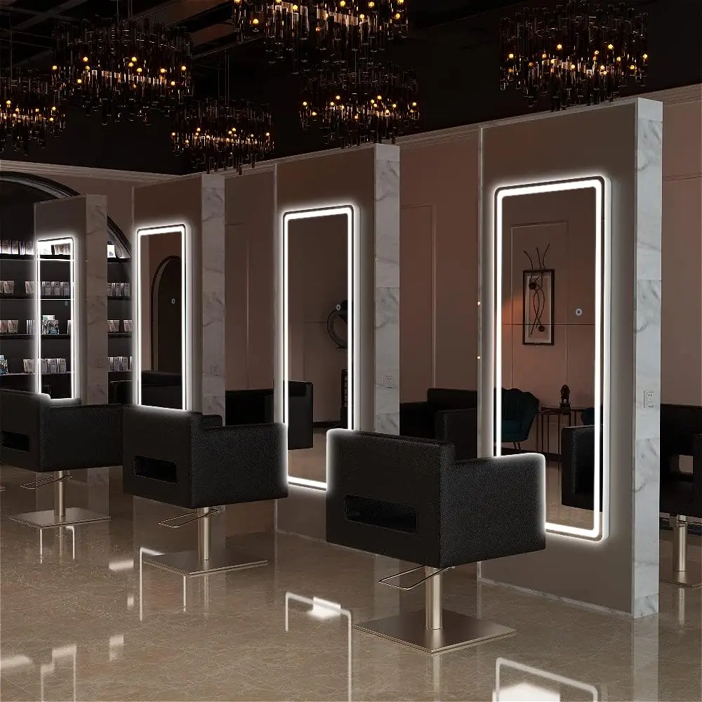 Wall Mounted led beauty salon mirror high definition barber shop mirror