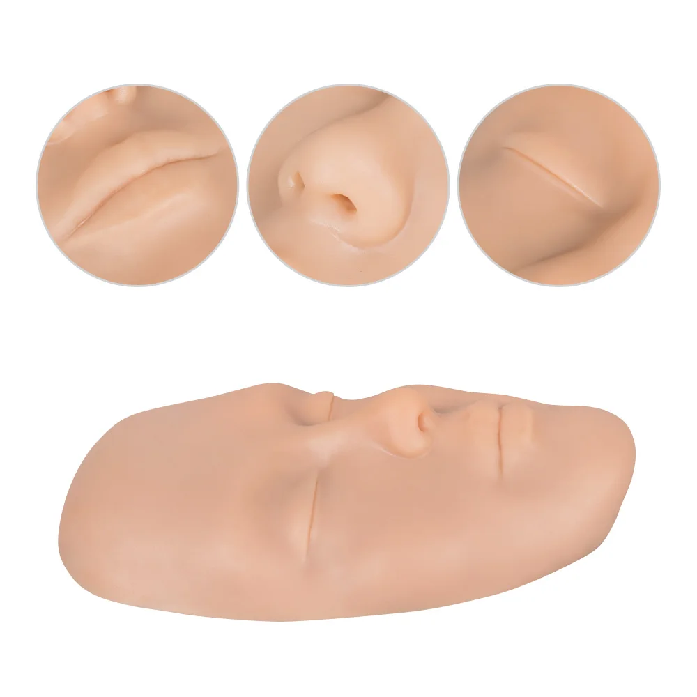 Nice Wholesale Permanent Makeup 3D Realistic Mannequin Head Tattoo Silicone Full Face Skin Pads for Microblading Practice Skin