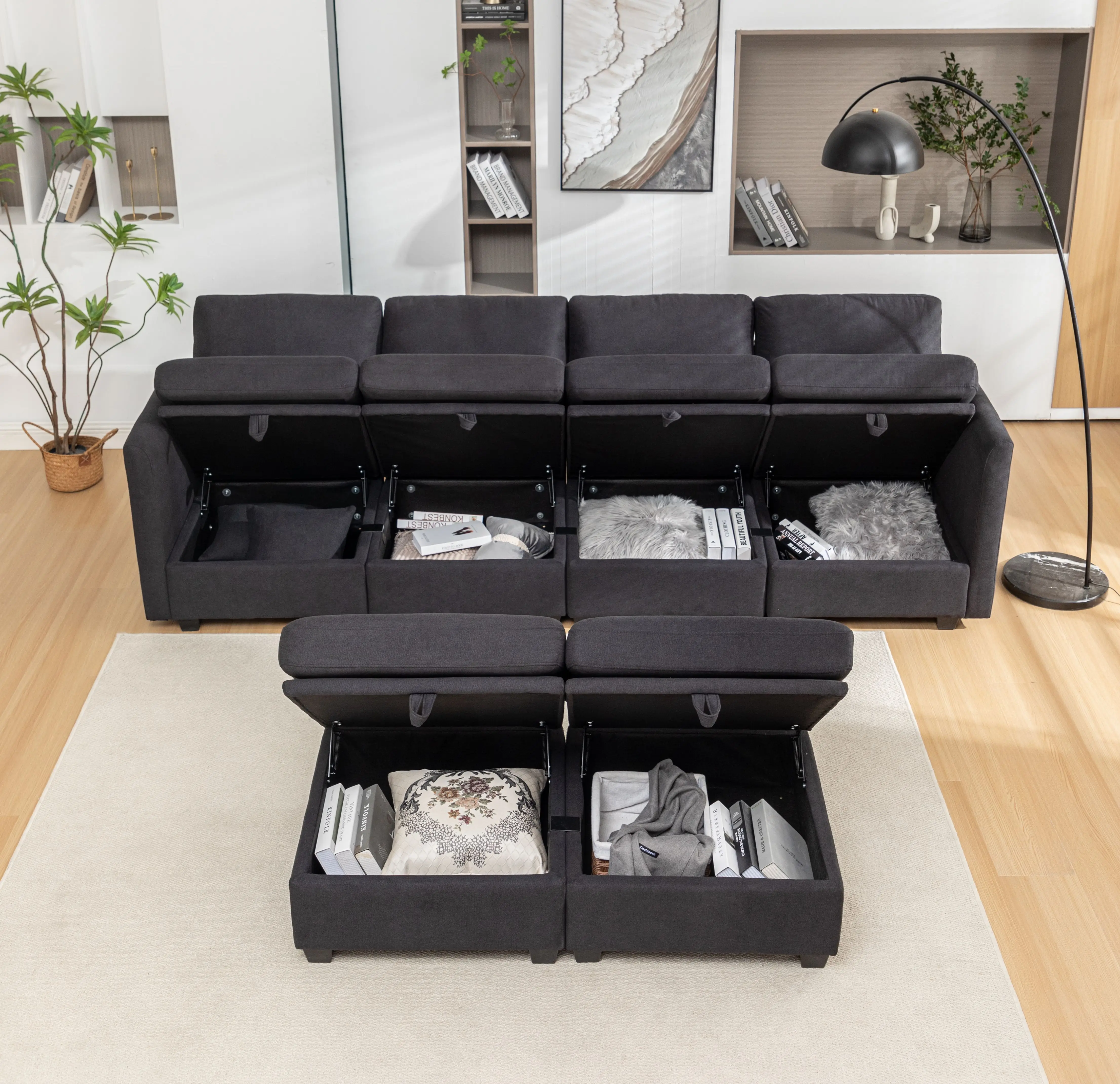 US free shipping fabric modular sofa modular sectional sofa with storage modern design modular sectional couch for Villa