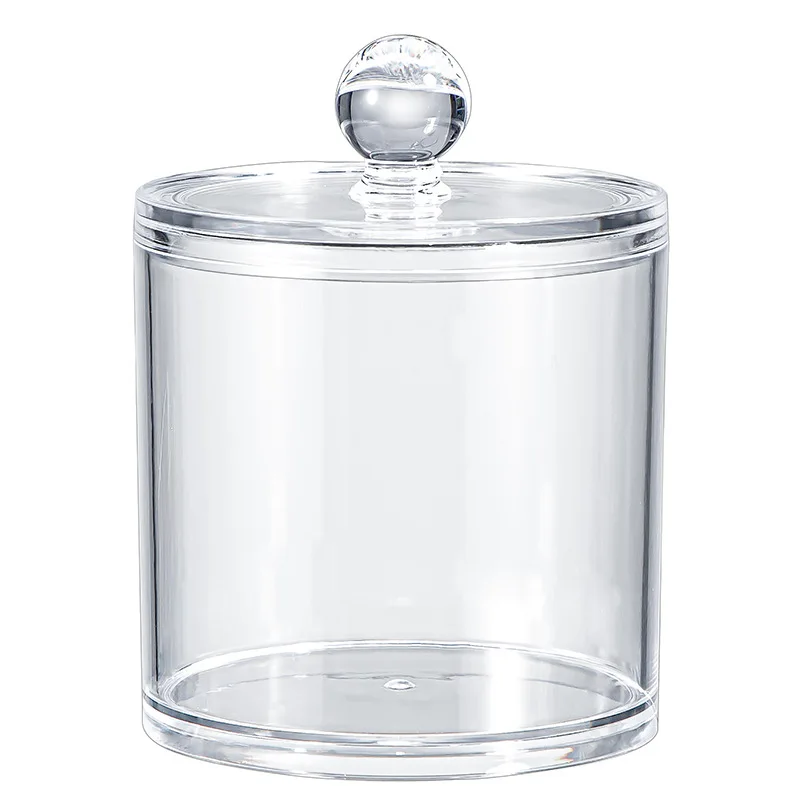 Acrylic round cotton swab box Plastic with lid square cotton swab remover cotton storage box Transparent toothpick box