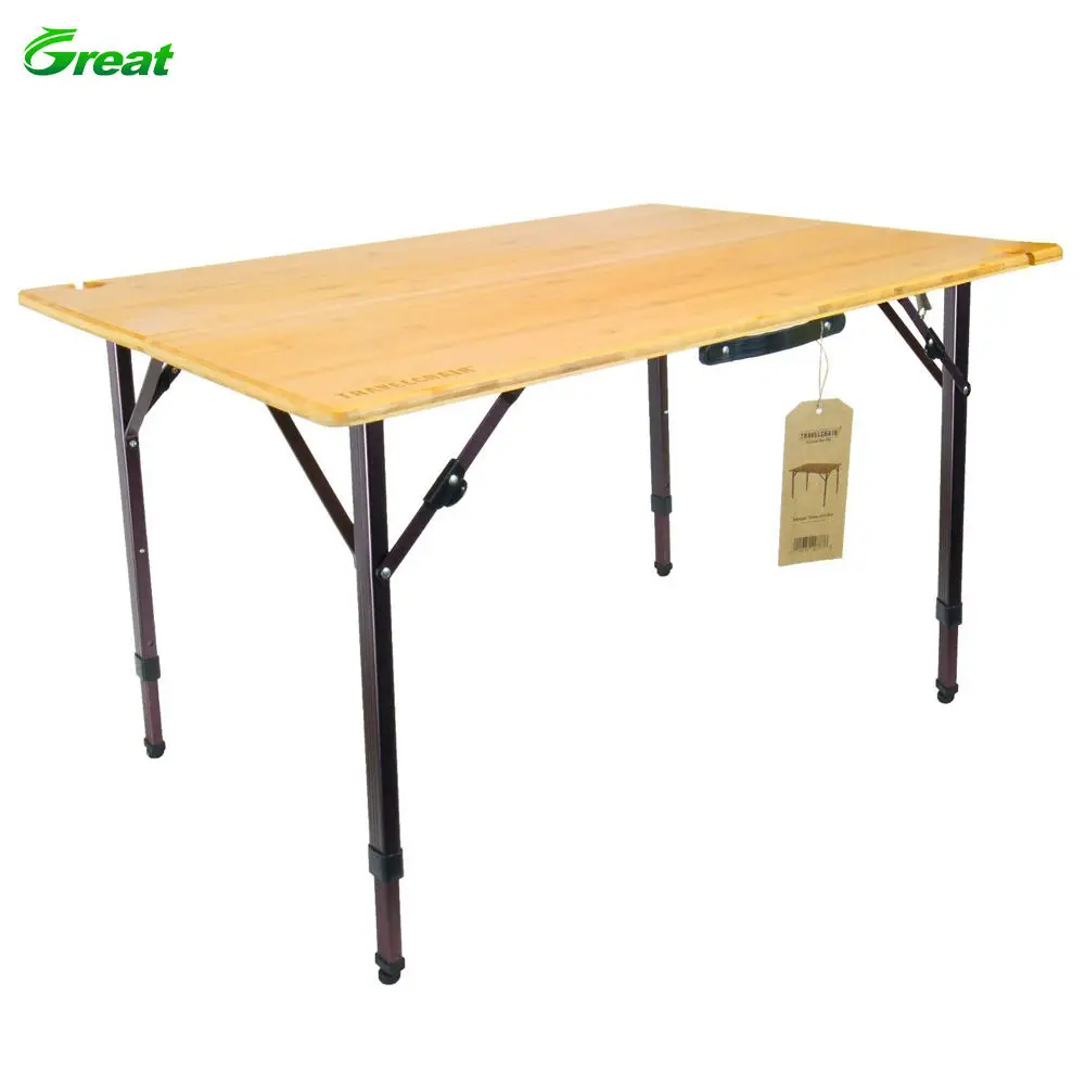 Mesa Comedor Folding Portable  Wine Glass Holder  100% Natural Wood Bamboo Table For Traveling Outdoors Use