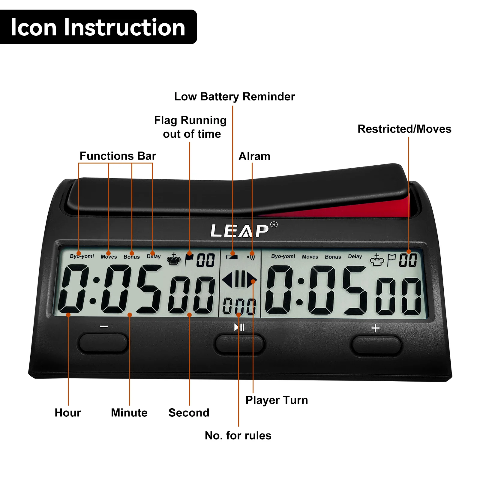 Professional Leap PQ9912 36 Modes Fully Intelligent Digital Chess Clock Game Chess Alarm Timer Competition Count Up Chess Clock