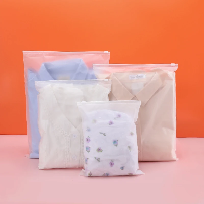 Resealable Poly Ziplock Bags Biodegradable Custom Frosted PVC Self Seal Zipper Lock T-shirt Clothing Packaging Plastic Bags