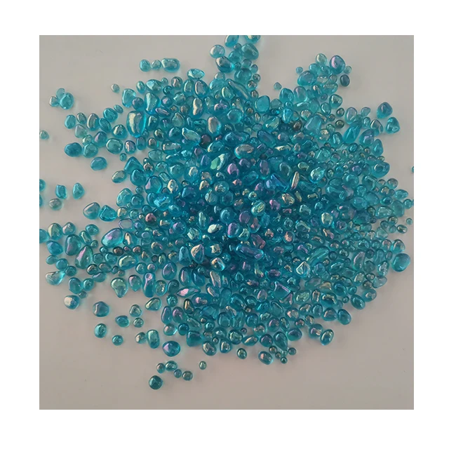 Iridescent Aqua Blue Glass Beads Glass Pebble for Swimming Pool