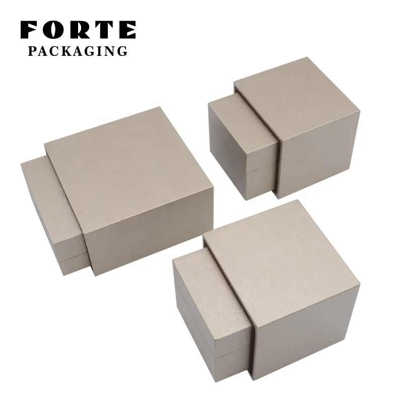 
FORTE cajas para joyas gold creative eco paper custom logo drawer jwellery box jewelry necklace packaging double ring box 