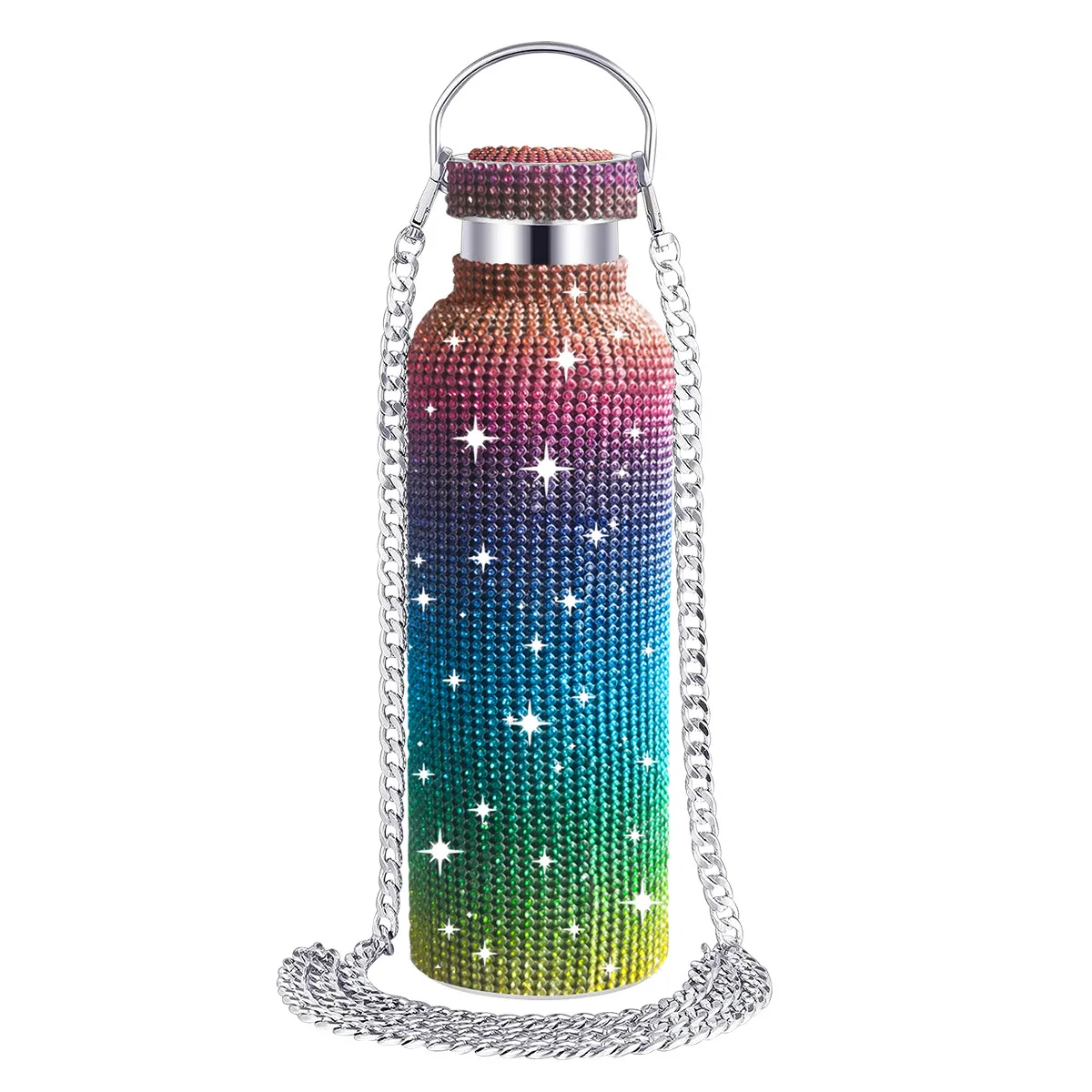 Glitter travel portable steel orange insert steelcoffee mug 750ml 25oz Stick diamonds mugs thermal mugs stainless steel 8oz