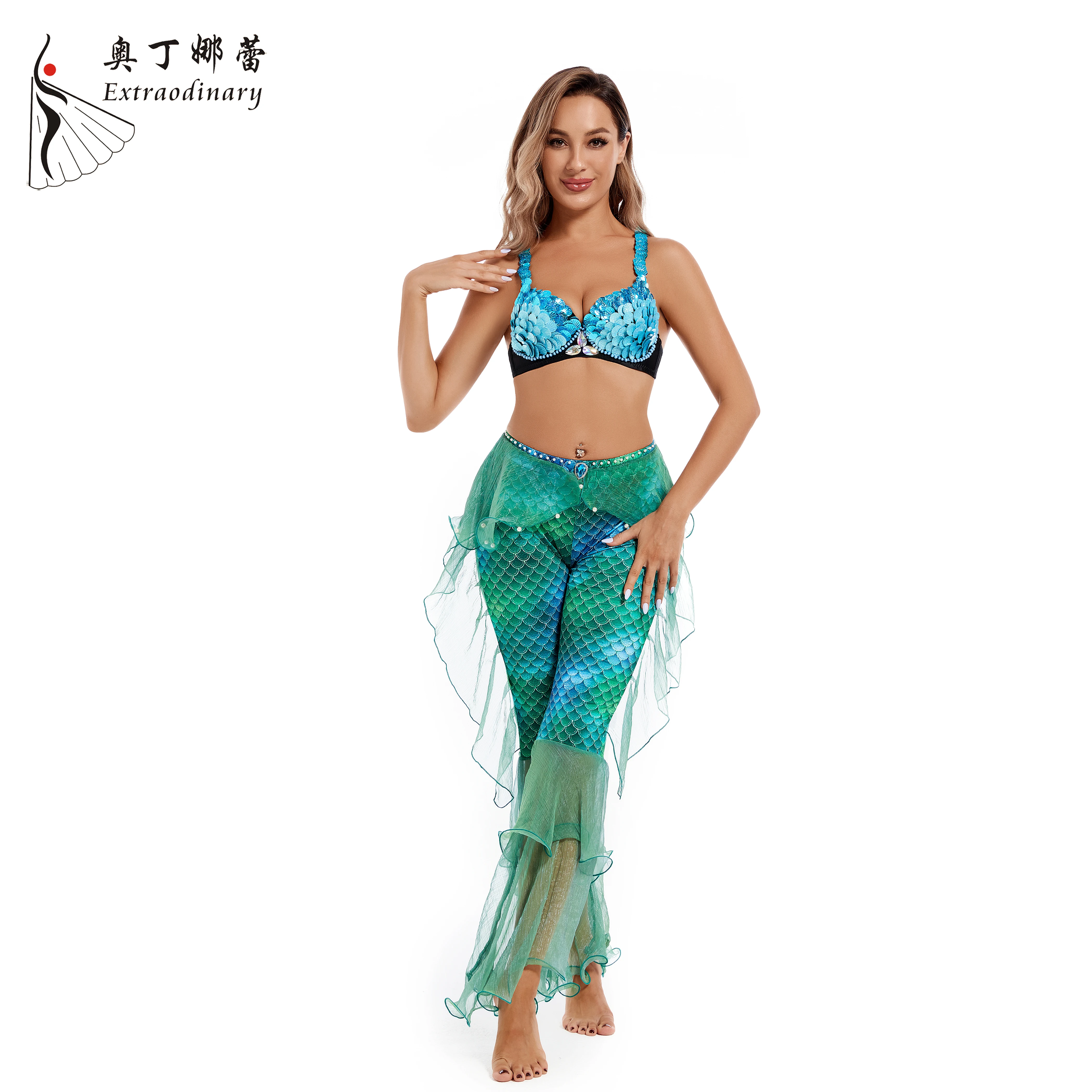 Sexy Mermaid Costumes for Women Carnival Customized Special Top and Pants Set Performance