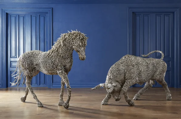 large modern artificial horse outdoor garden statue home yard decor stainless steel abstract animal art sculpture