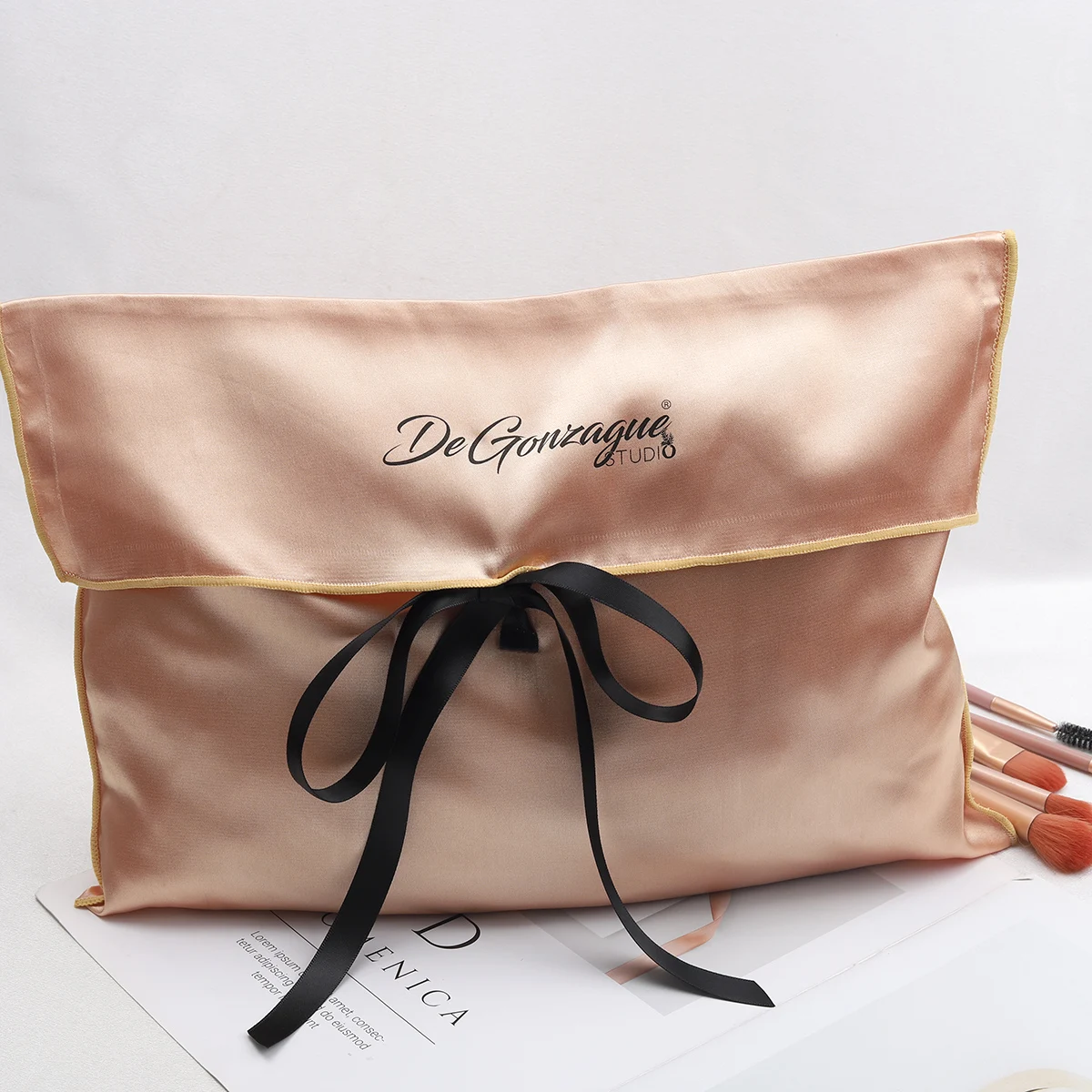 Luxury Soft  Satin Pouch  Custom Flexography Logo Printed  Satin Envelope Dust Bag Personalized Satin Envelope  Bags