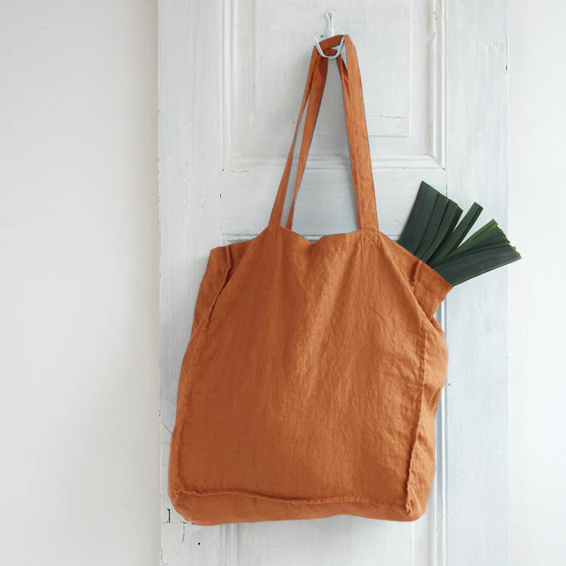 Hot Sale Eco Large Capacity Simplicity Shopping Pure Color Cotton Linen Tote Bag