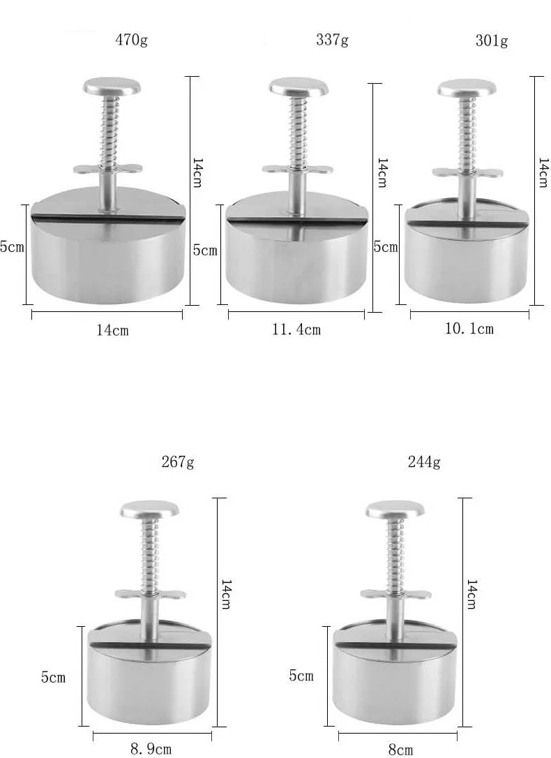 Patty Press Maker Manual Adjustable Hamburger 304 Stainless Steel Non-stick Meat Mold Kitchen Griddle Burger Barbecue Tools