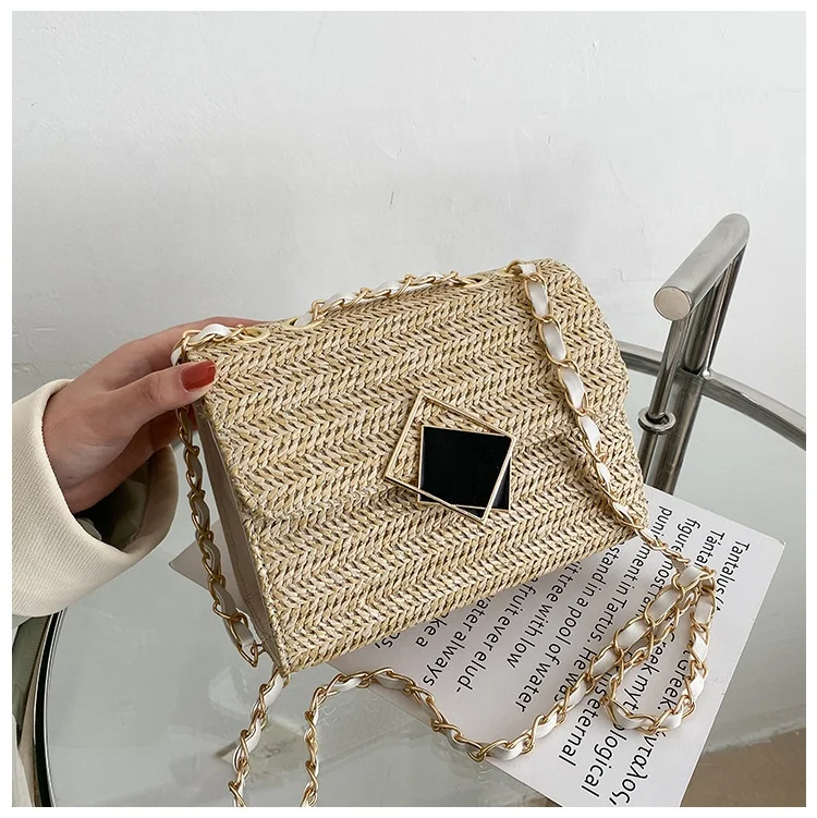 China Wholesale Handbags Knit Straw Square Ladies Crochet Rattan Handbag Wallets Crossbody Bags