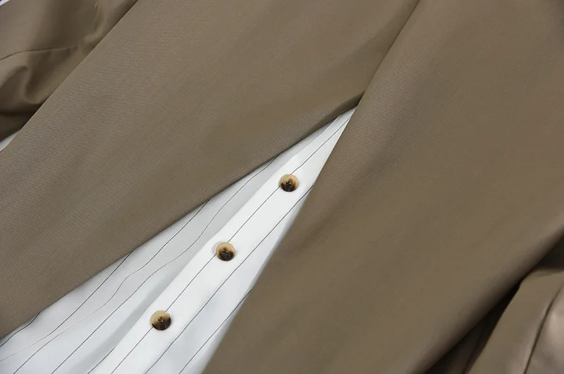 rock and street style stylish loose two piece jacket khaki Splicing cuff and hem causal women suit jacket irregular