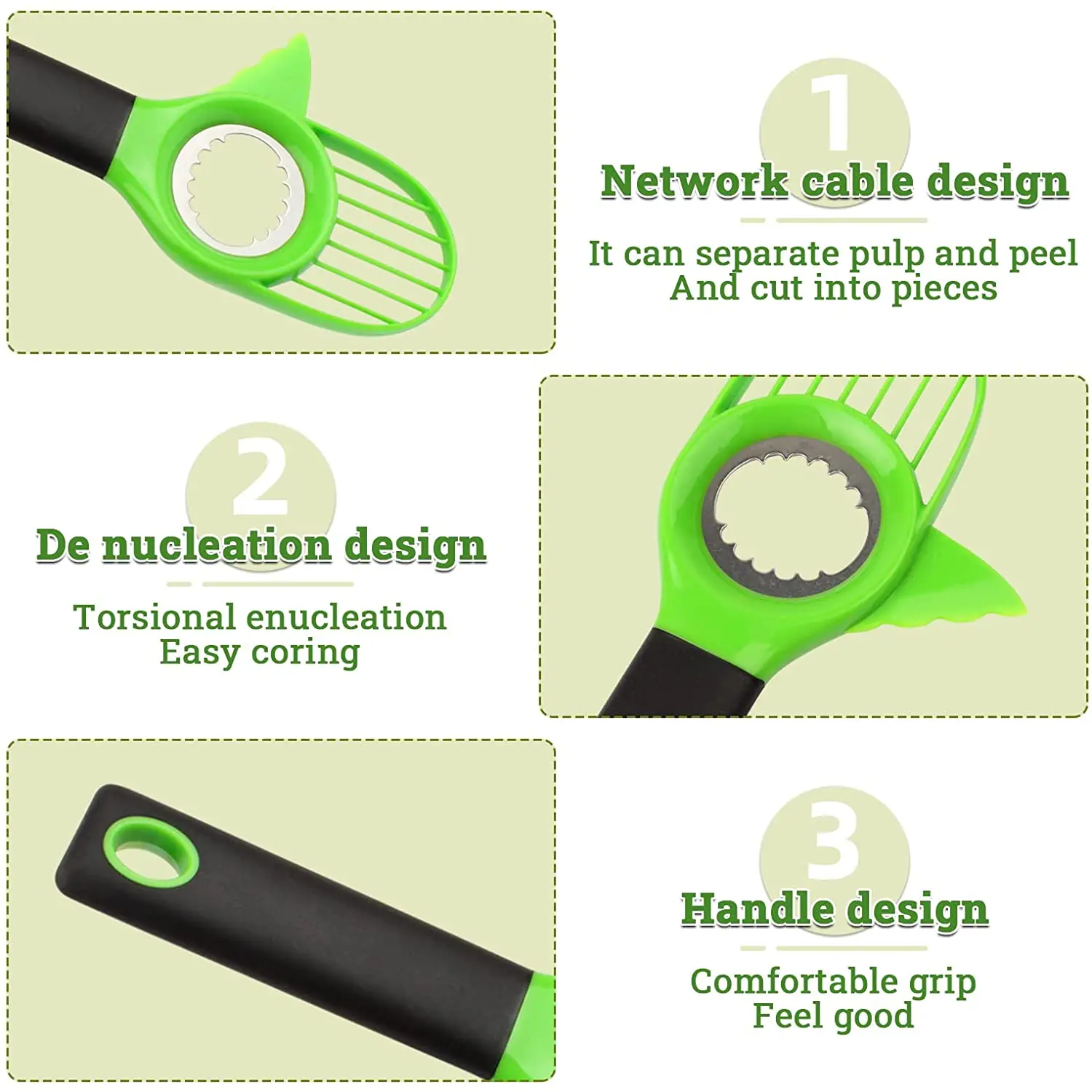 China Wholesale Green Multifunction Kitchen Hand Fruit Peeler Avocado Peeler