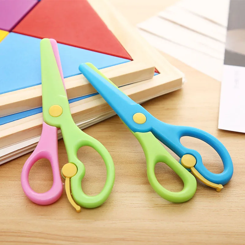 Wholesale All Plastic Safety Scissors for Students and Kindergarten Children Smooth Edge DIY Grade Elastic Scissors
