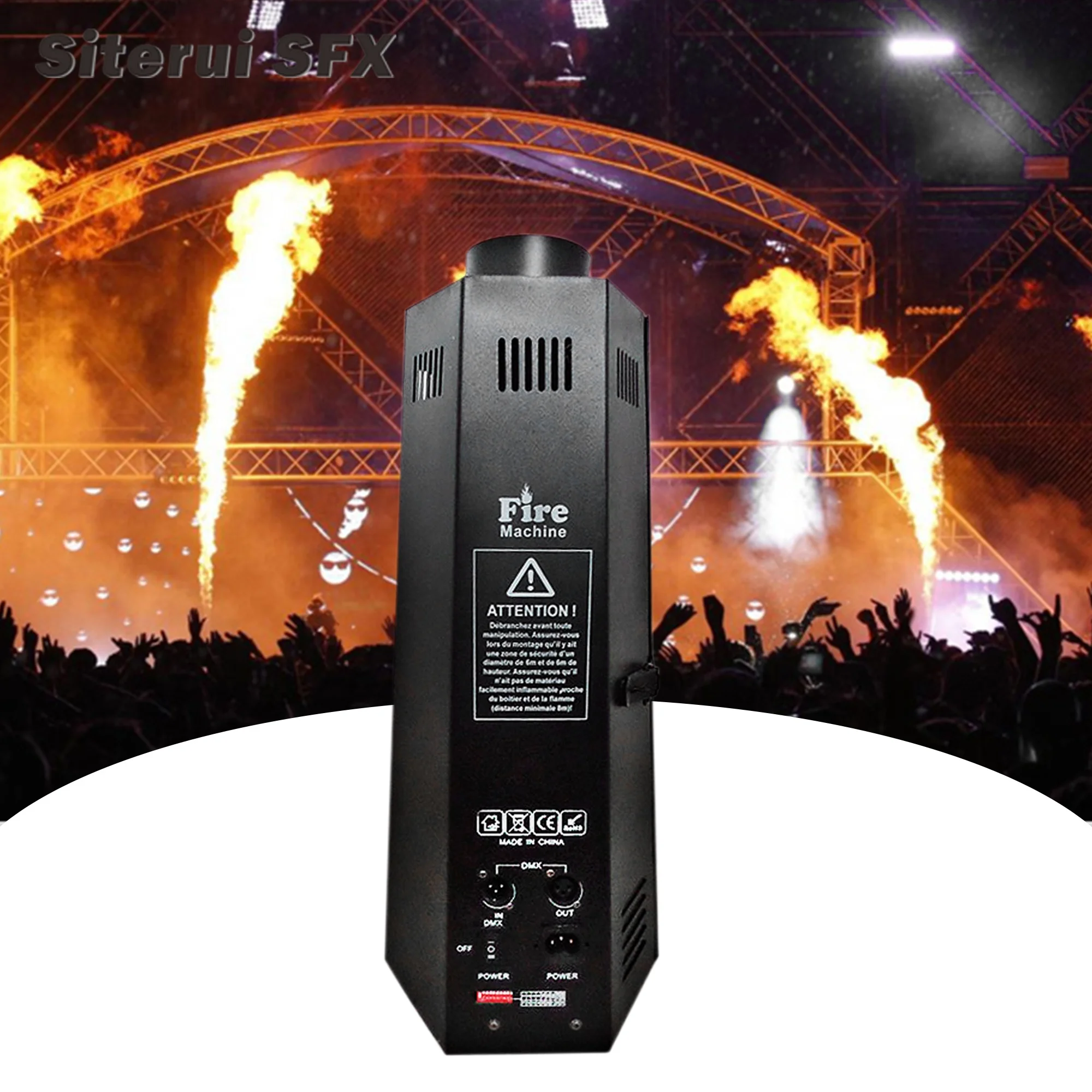 SITERUI SFX 100W Hexagon  Fire Machine DMX control Real fire flame Projector for DJ disco and stage show effect