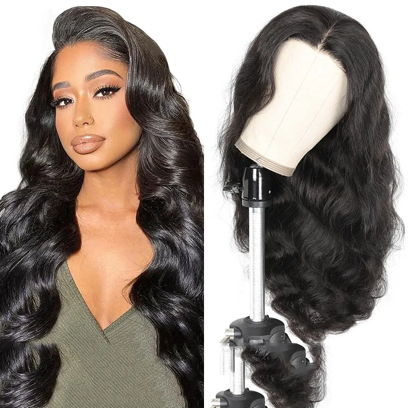 5x5 Body Wave human hair wig gel free head cover natural color wave real hair wig set