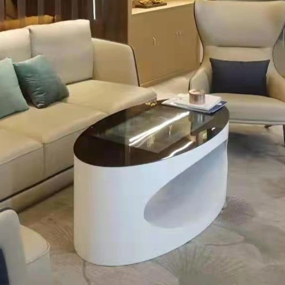 43 inch oval shape design capacitive touch tables interactive multi touch screen coffee table luxury living room furniture