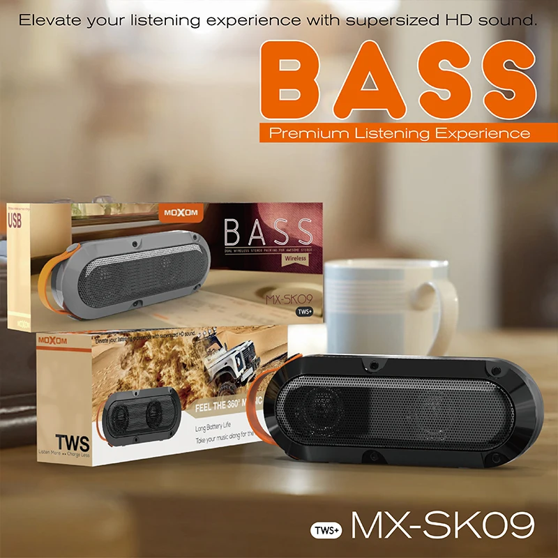 MOXOM Portable Music Speaker 10W Wireless Speaker with Powerful Louder Sound with Rich Bass