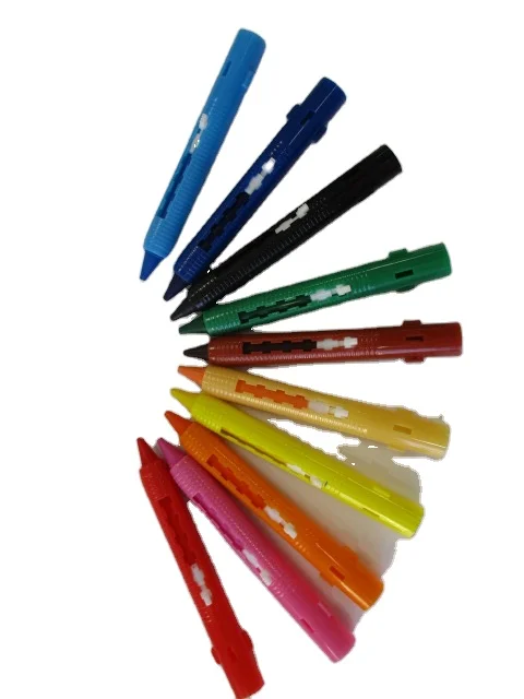 10 crayons (waterproof) with twisting tube in reclosable hardplastic box