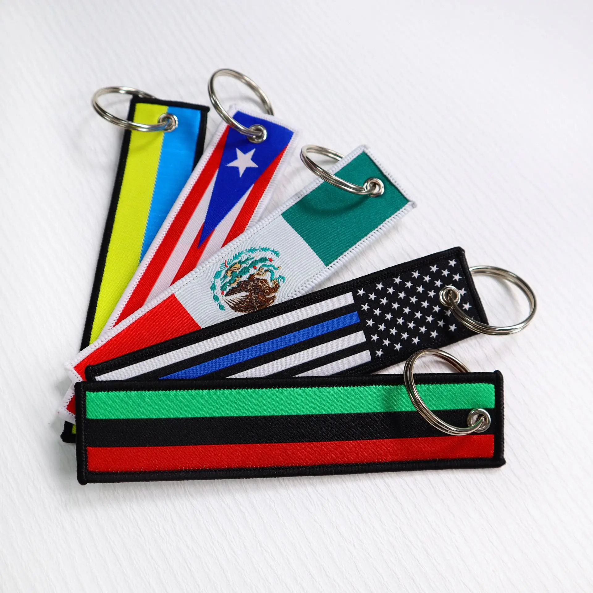 BSBH Wholesale Custom Embroidery Logo Short Woven Wrist Flight Keychain Lanyard Car Phone Key Ring Keychain