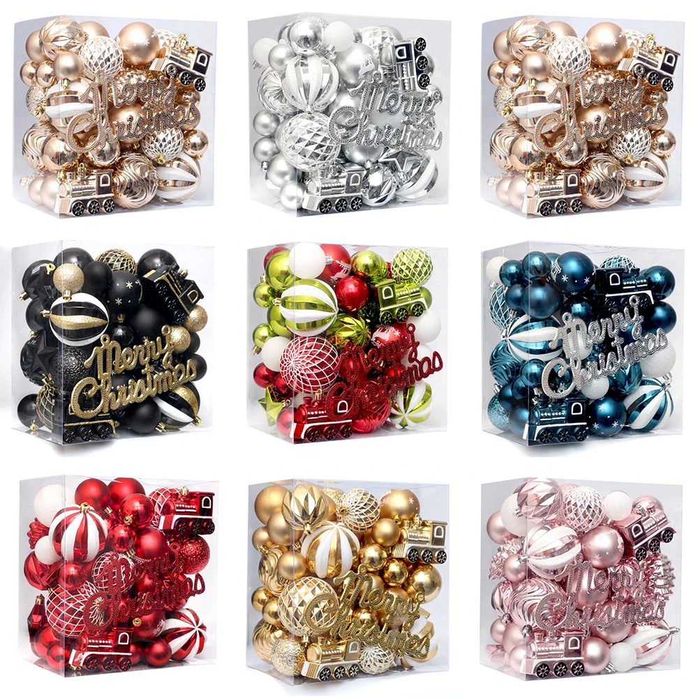 Wholesale Customized PS Material Navidad Christmas Decorations ornaments Christmas Balls Gift Pack christmas ball tree ornaments