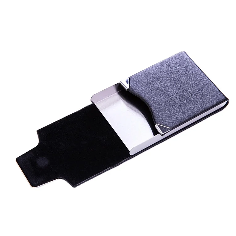 New Designer Stainless Steel PU Men or Women Business name Card Holder leather metal cigarette case box