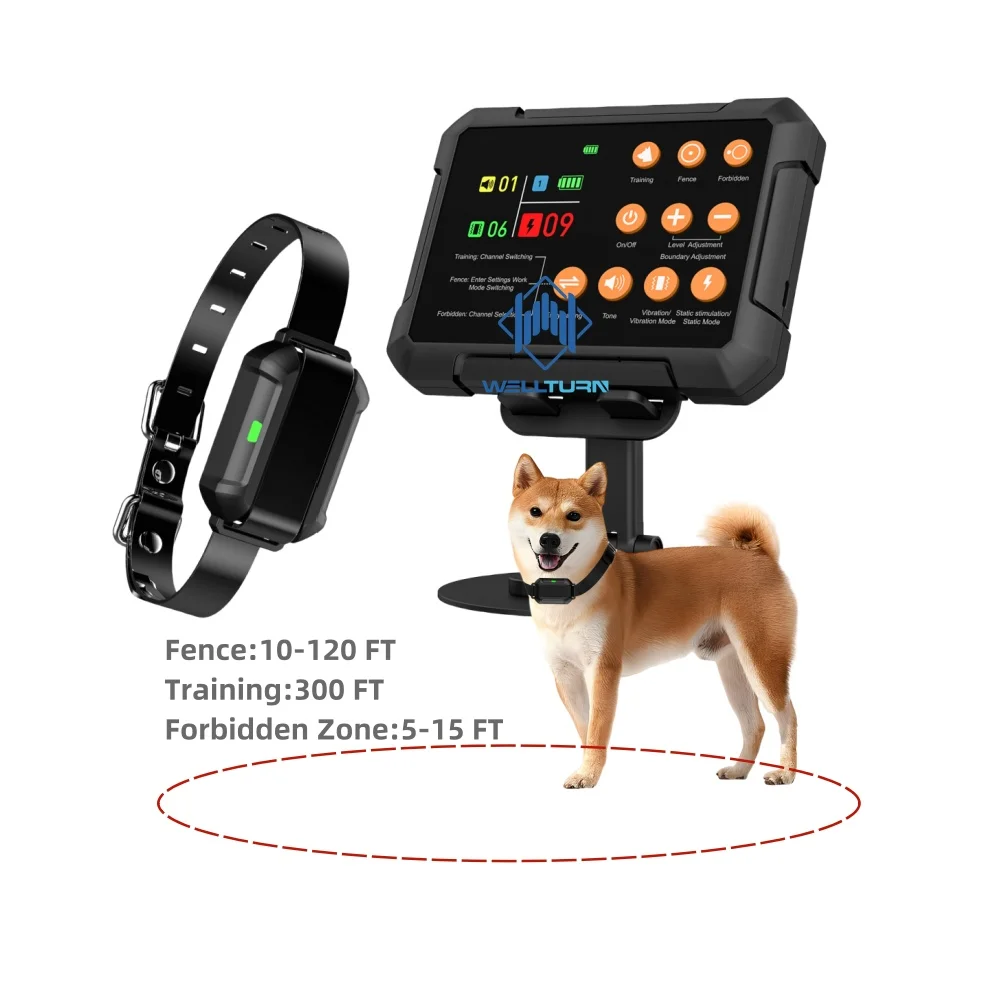 Dog Wireless Fence Range 10-120ft Training 300FT Forbidden Zone 5-15ft Wireless Dog Fence System for Puppy Small Large Dogs