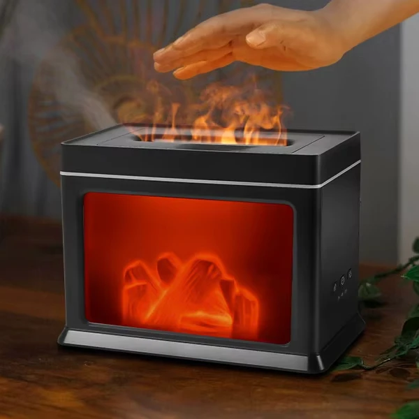 New RGB Flame Aroma Diffuser USB Humidifier with volcanic Effect Essential Oil Diffuser for home baby room