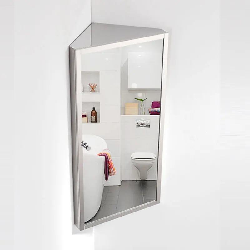 Foshan Wall Moun stainless steel Corner small Bathroom Mirror Cabinet Triangle Medicine Cabinet Wall Cabinet