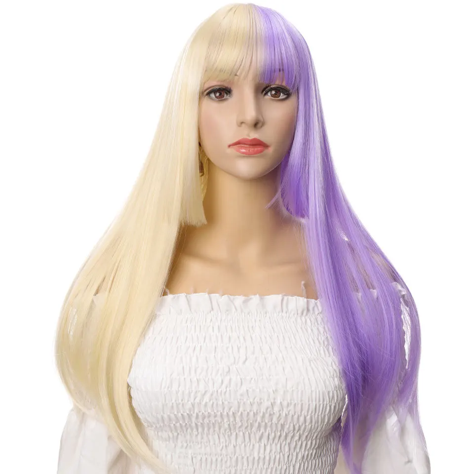 
Fashion COS Anime Long Straight Hair Yin Yang Headband Bangs Wig Headgear Spot Wholesale Drop Shipping 