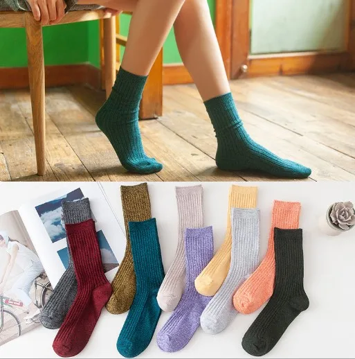 New Plain Ladies Rib Socks Custom Tube Women Comfort Hosiery OEM Dress Crew Slouch Socks for Women