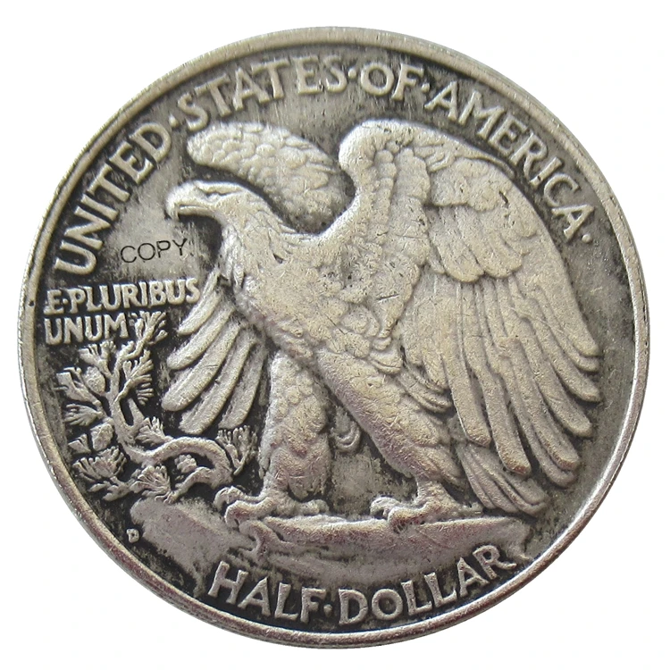 Reproduction 1916 P/D/S  Walking Liberty Half Dollar Silver Plated Decorative Commemorative Coins