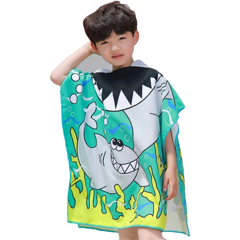 Factory Baby Hooded Bath Towel Poncho Swim Pool Wear Kid Bathrobe Cartoon Beach Towel