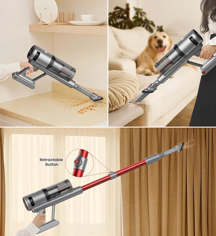 Professional Upright Wireless Vacuum Cleaner With Retractable Extension Cord
