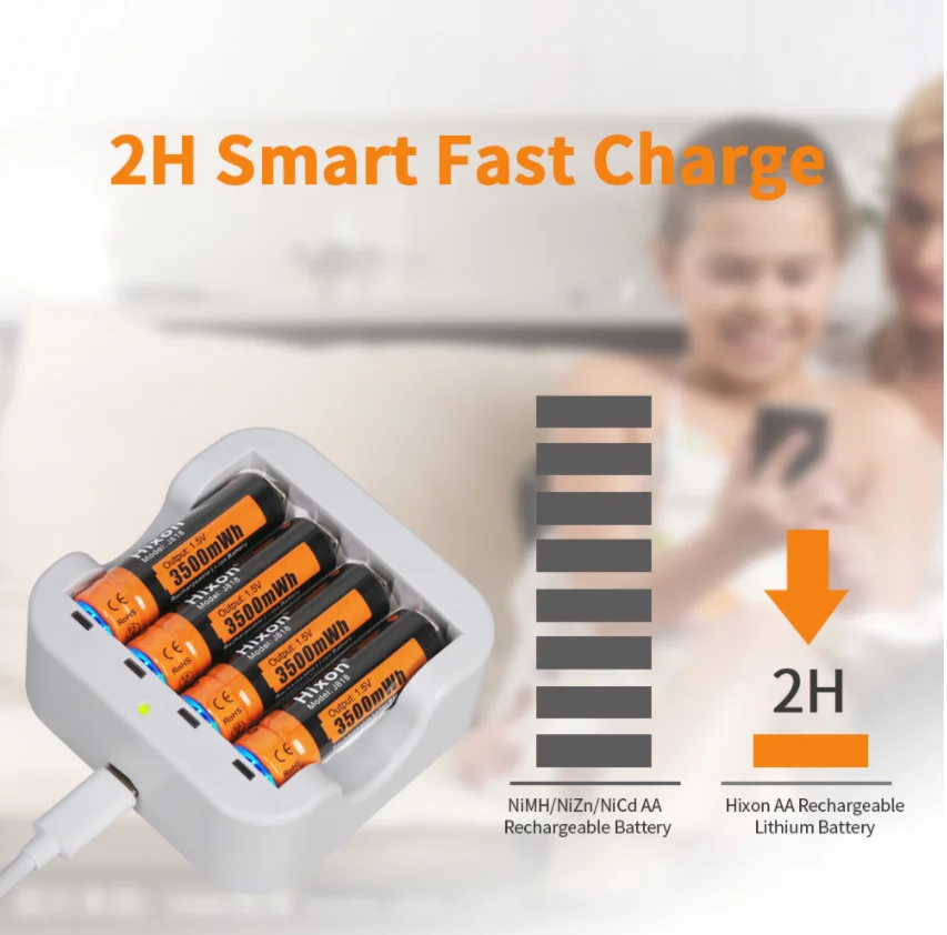 Hixon Fast Charge1.5v li-ion lithium AA 3500mAh rechargeable battery for MP3/Camera