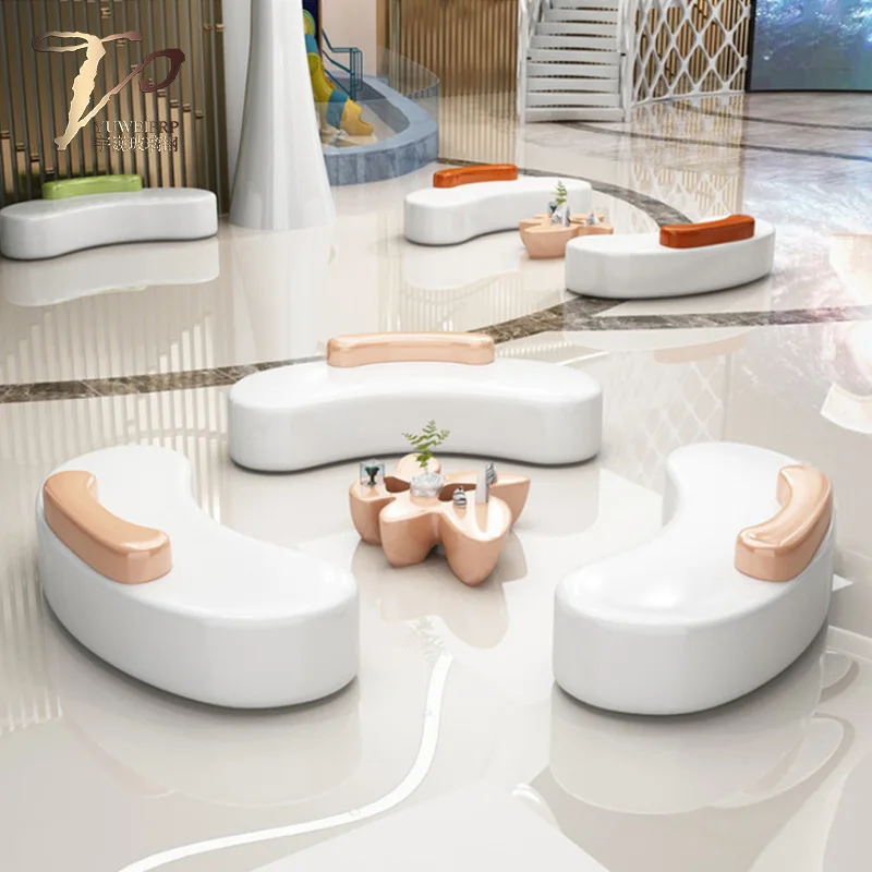 Shopping Mall Waiting Back Chair Benches Office Building Reception Sofa  Rest Table Chair Set